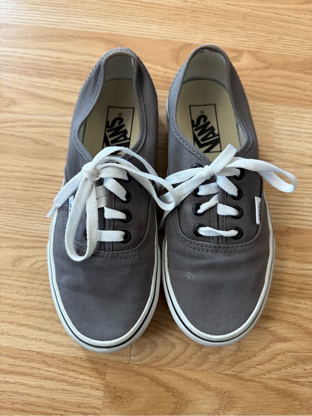 Vans Gray Canvas Low-Top Sneakers with White Laces